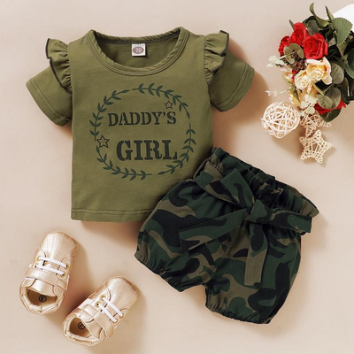 Daddy’s Girl Camouflage Ruffle Shirt and Belted Shorts - Love Beyond, LLC